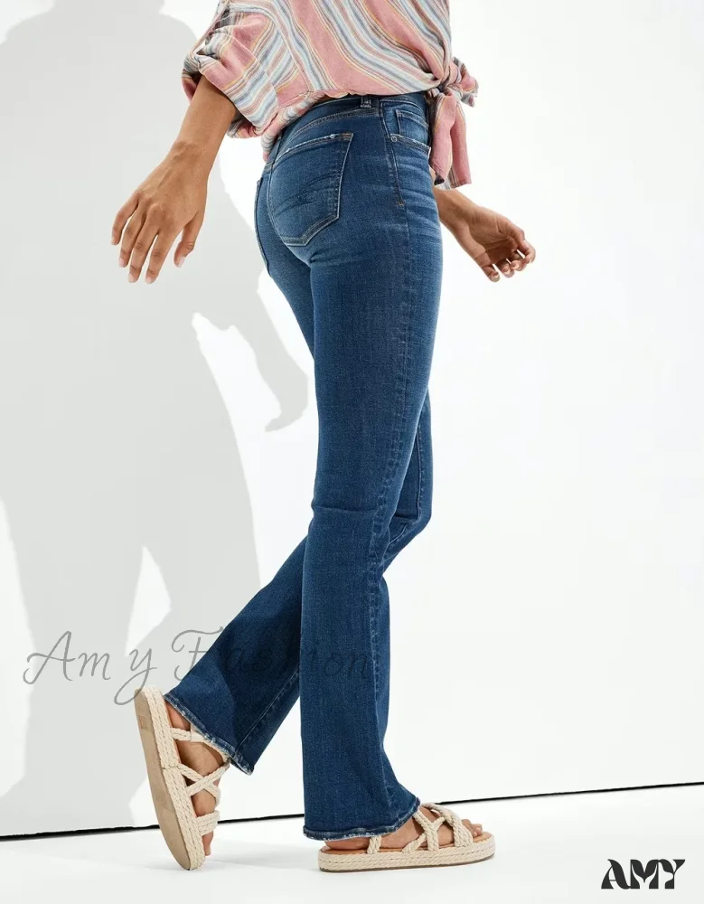 Amy Fashion - Vintage Flare Wide Leg High Waist Fashion Stretch Pocket Denim Jean - Image 6