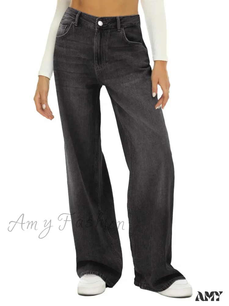 Amy Fashion - Vintage High Waist Wide Leg Blue Baggy Streetwear Harajuku Straight Fashionable Casual Elegant Stylish Jean - Image 7
