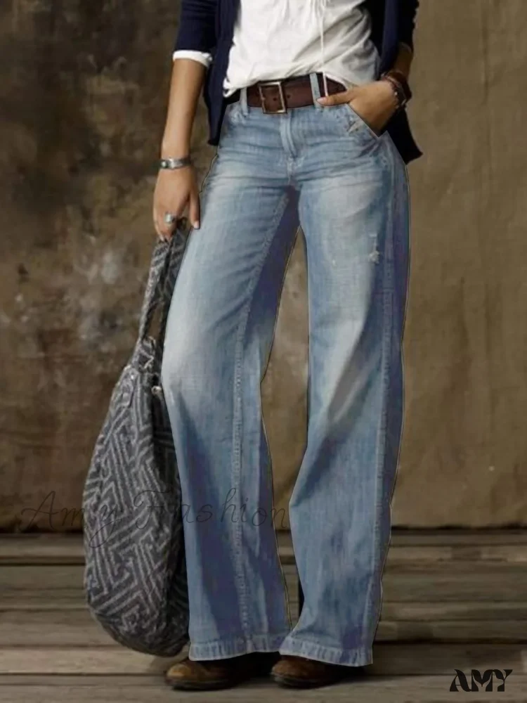 Amy Fashion - Vintage Style Loose Wide Leg Harajuku Streetwear Straight Denim Fashionable Jean - Image 2
