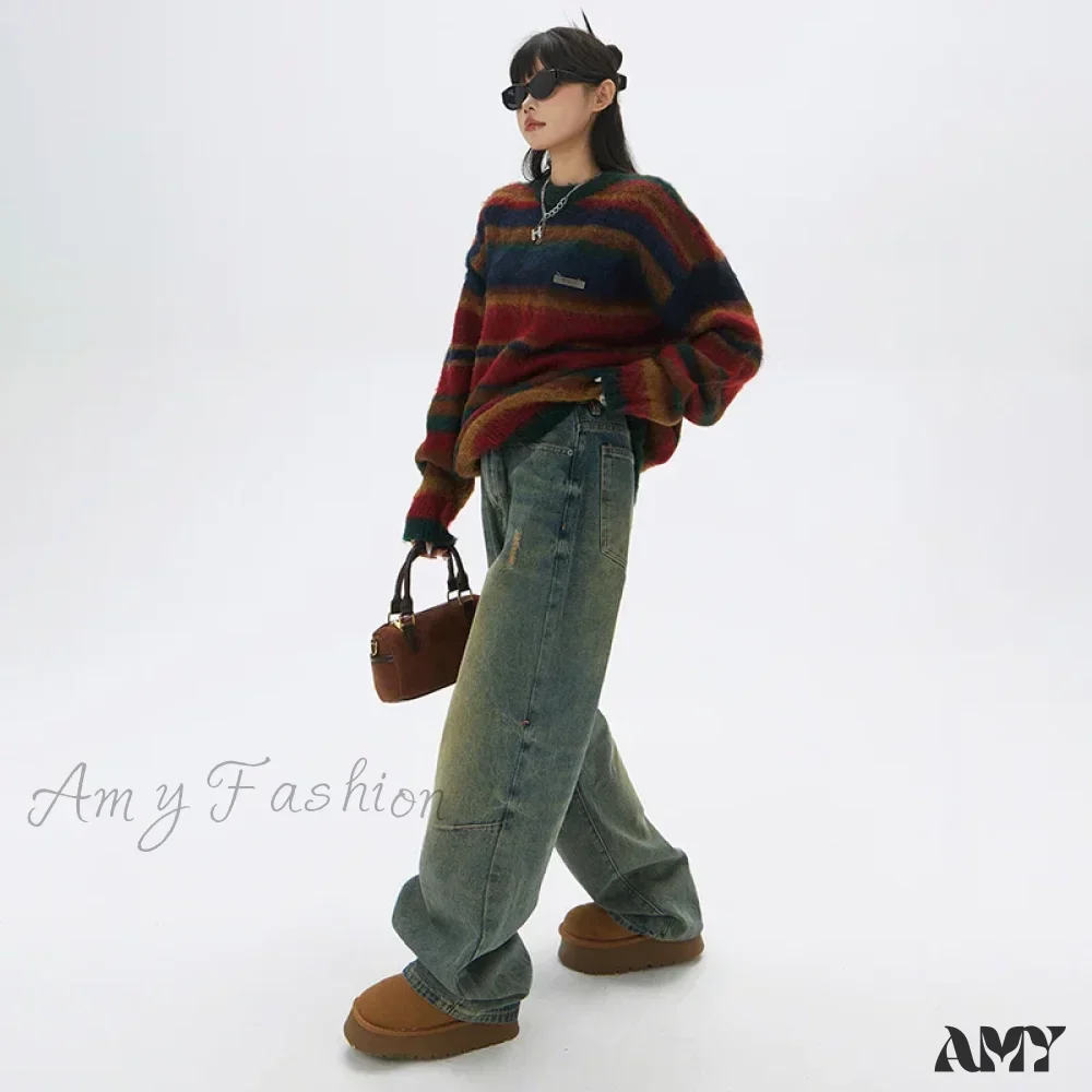 Amy Fashion - Wide Y2k Vintage Baggy Distressed Streetwear Denim Jean - Image 3
