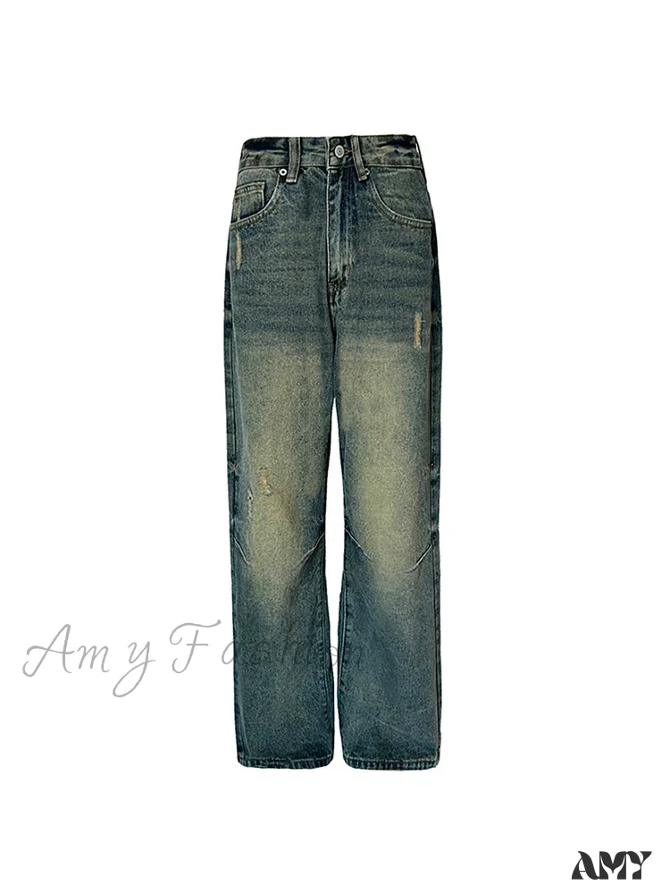 Amy Fashion - Wide Y2k Vintage Baggy Distressed Streetwear Denim Jean - Image 5
