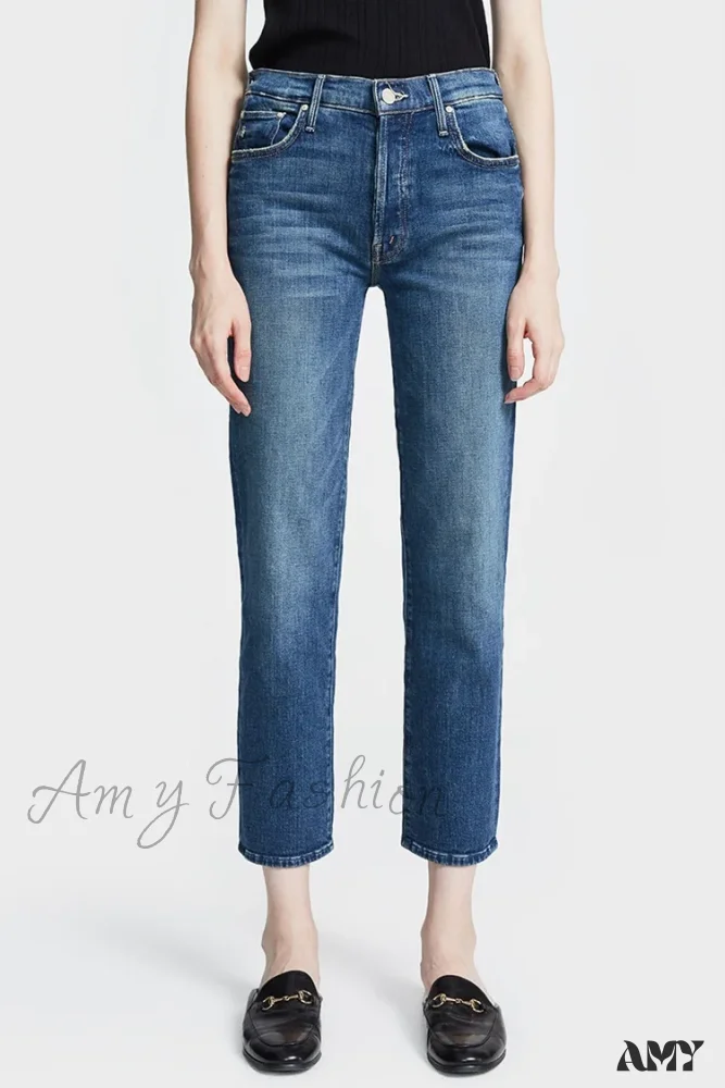 Amy Fashion - High Quality MO Zipper Women's Straight High Waist Fashion Female Ankle-length Denim 2024 Fall Winter Jean - Image 2
