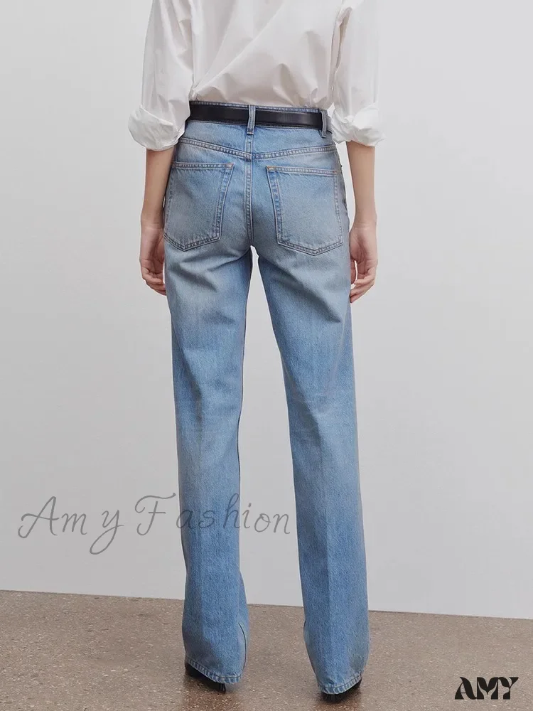 Amy Fashion - High Quality Women High-waisted All-match Light-colored Mopping Loose Straight-leg Spring and Summer New Jean - Image 2