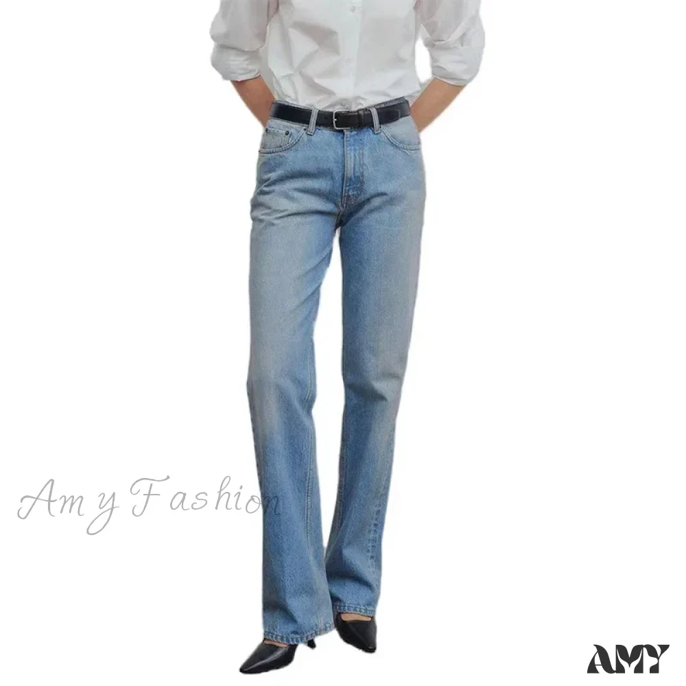 Amy Fashion - High Quality Women High-waisted All-match Light-colored Mopping Loose Straight-leg Spring and Summer New Jean - Image 5