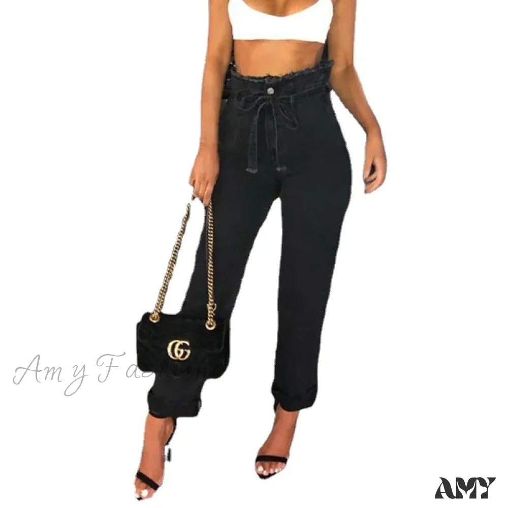 Amy Fashion - High Waist Women Streetwear Sexy Harem Stretch Mom Black Fashion Women Jean - Image 5