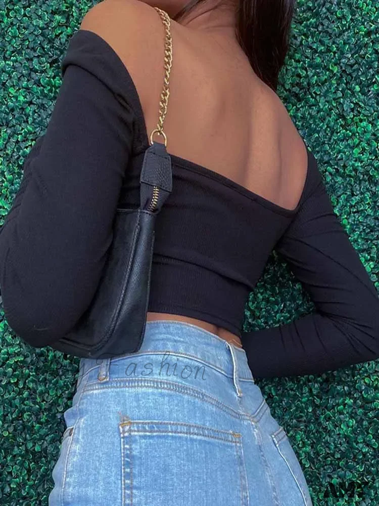 AMY - Hollow-Out V-neck Slim Ribbed Backless Tee Crop Top - Image 4