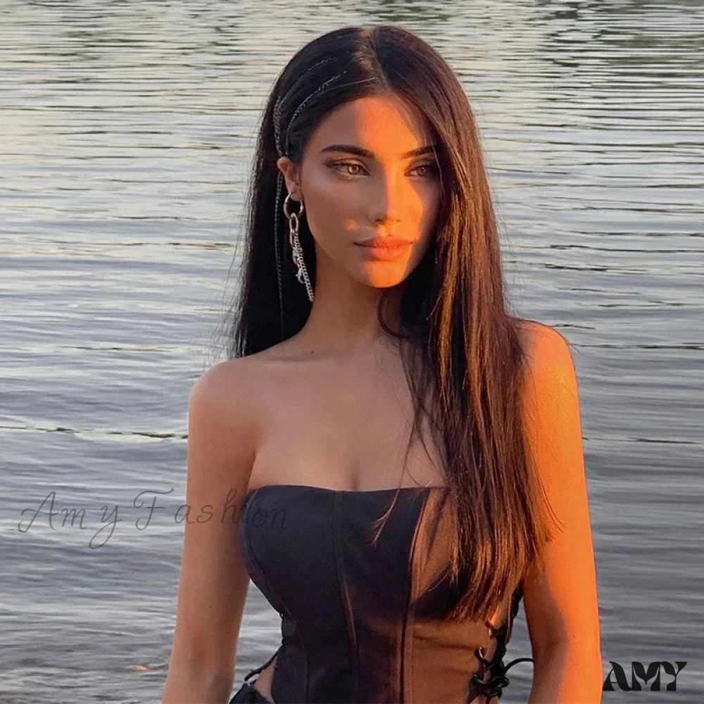 AMY FASHION - Off Shoulder Strapless Lace Up Bustier Corset Crop Top - Image 3