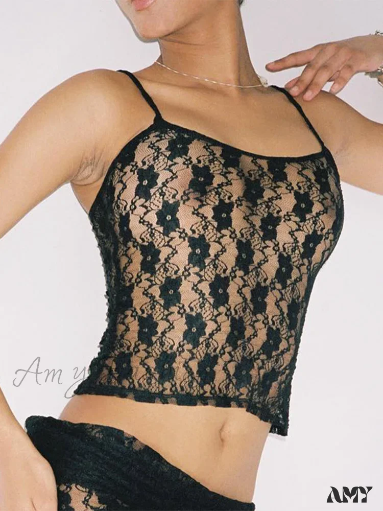 AMY FASHION - Sleeveless Sexy Lace Hollow Out Party Cami Crop Top - Image 4