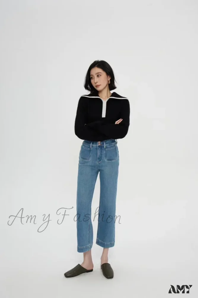 Amy Fashion - Spring Fall New High-waisted Wide-leg High Quality Long Baggy Y2K Jean - Image 3