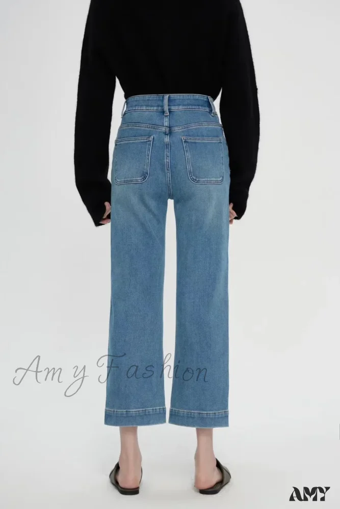 Amy Fashion - Spring Fall New High-waisted Wide-leg High Quality Long Baggy Y2K Jean - Image 5