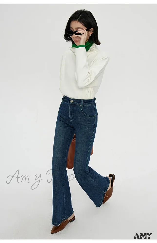Amy Fashion - Stretch Flare High Waist Slim Flare Ladies Casual Streetwear Denim Jean - Image 3