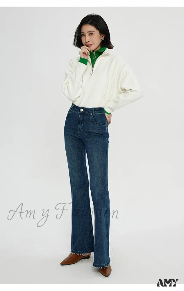 Amy Fashion - Stretch Flare High Waist Slim Flare Ladies Casual Streetwear Denim Jean - Image 4