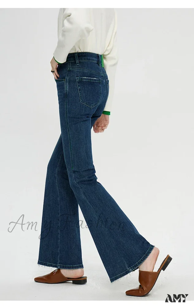 Amy Fashion - Stretch Flare High Waist Slim Flare Ladies Casual Streetwear Denim Jean - Image 5
