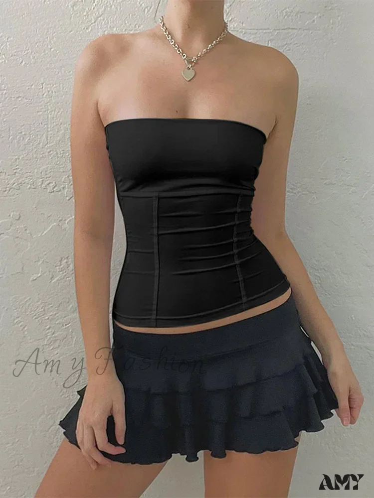AMY FASHION - Summer Strapless Corset Tops Off Shoulder Sexy Bustier Crop Top - Image 5