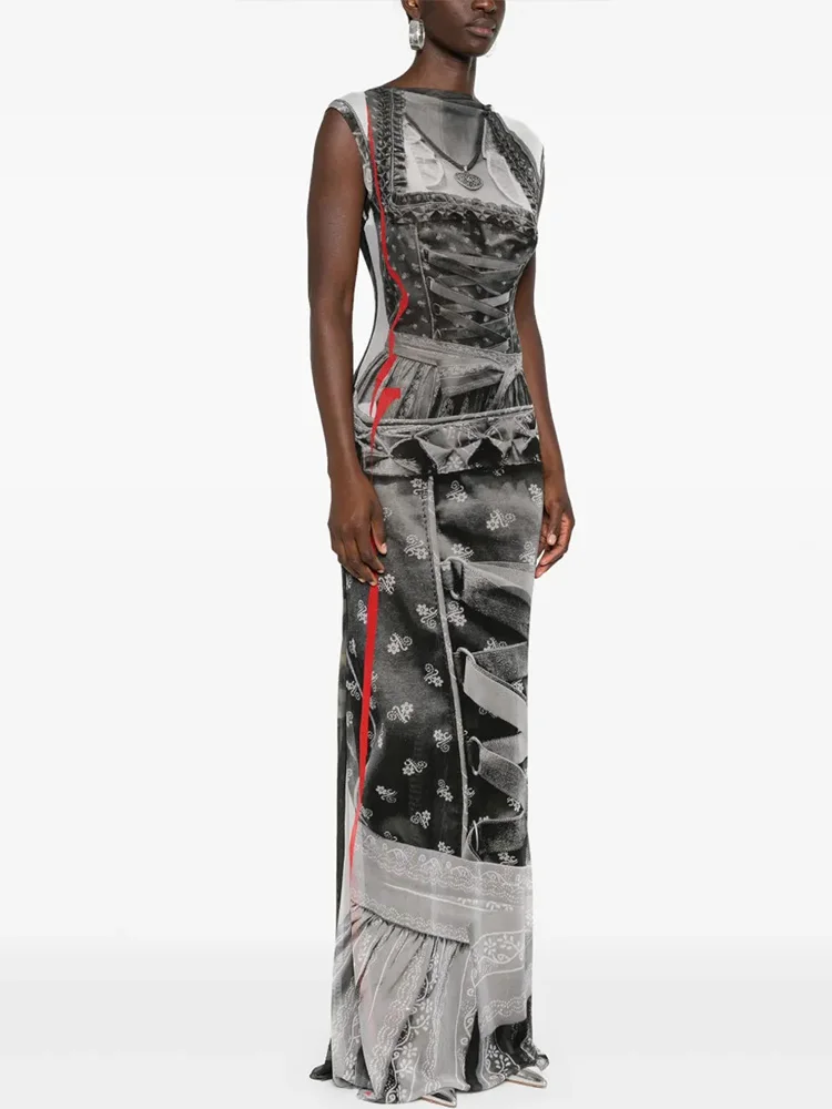 Animal Print O-neck Sheath Party Dress - Image 2