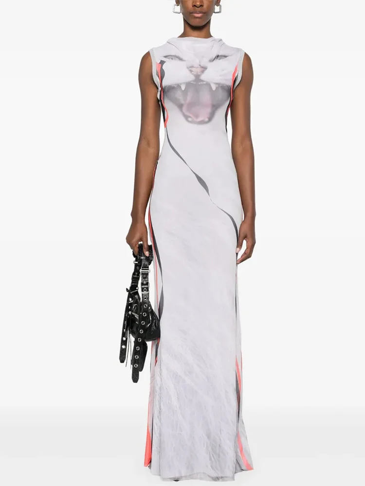 Animal Print O-neck Sheath Party Dress - Image 3