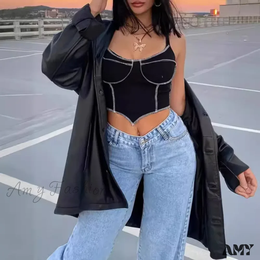 Ankle Length Wide Leg Washed High Waist Denim Solid Pockets Zipper Fly Casual Loose Jean - Image 3
