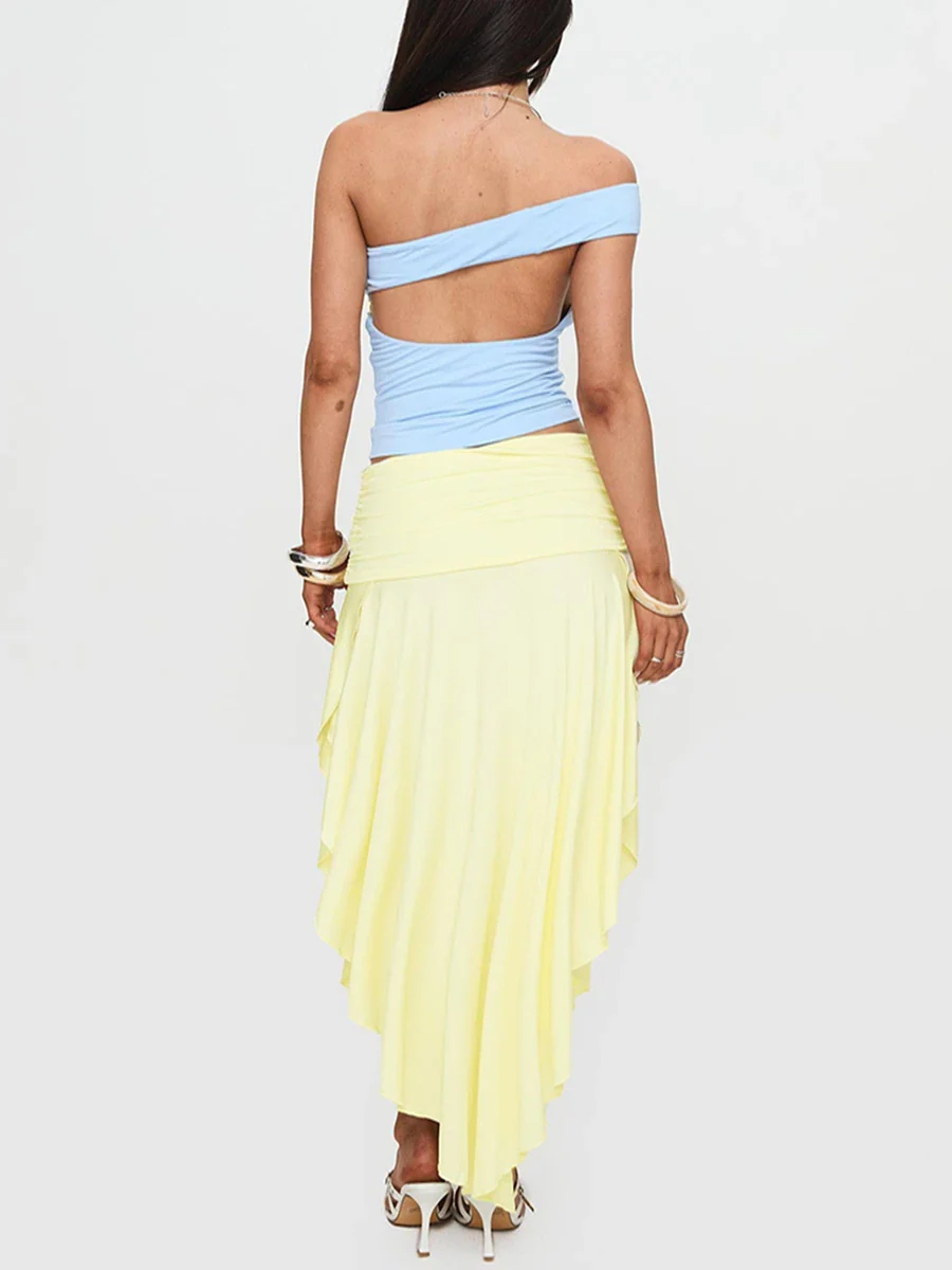 Asymmetrical Pleated Long Skirt - Image 6