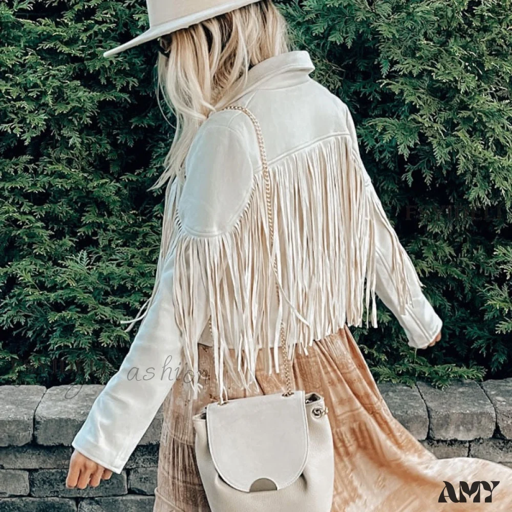 Amy Fashion - Turn Down Collar Tassel Coat - Image 2