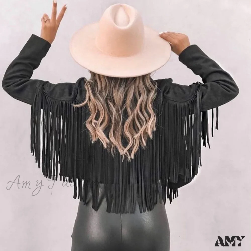 Amy Fashion - Turn Down Collar Tassel Coat - Image 4