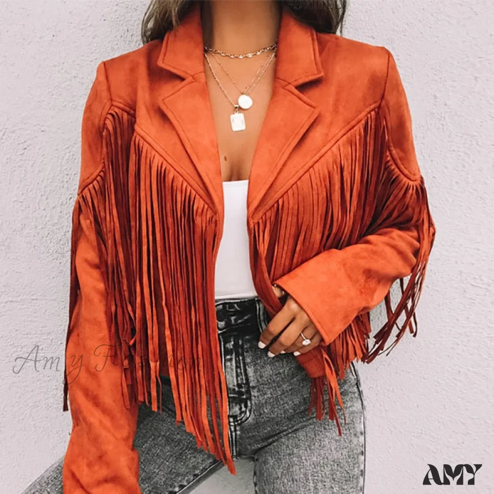 Amy Fashion - Turn Down Collar Tassel Coat - Image 5