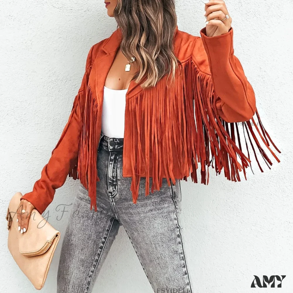 Amy Fashion - Turn Down Collar Tassel Coat - Image 6