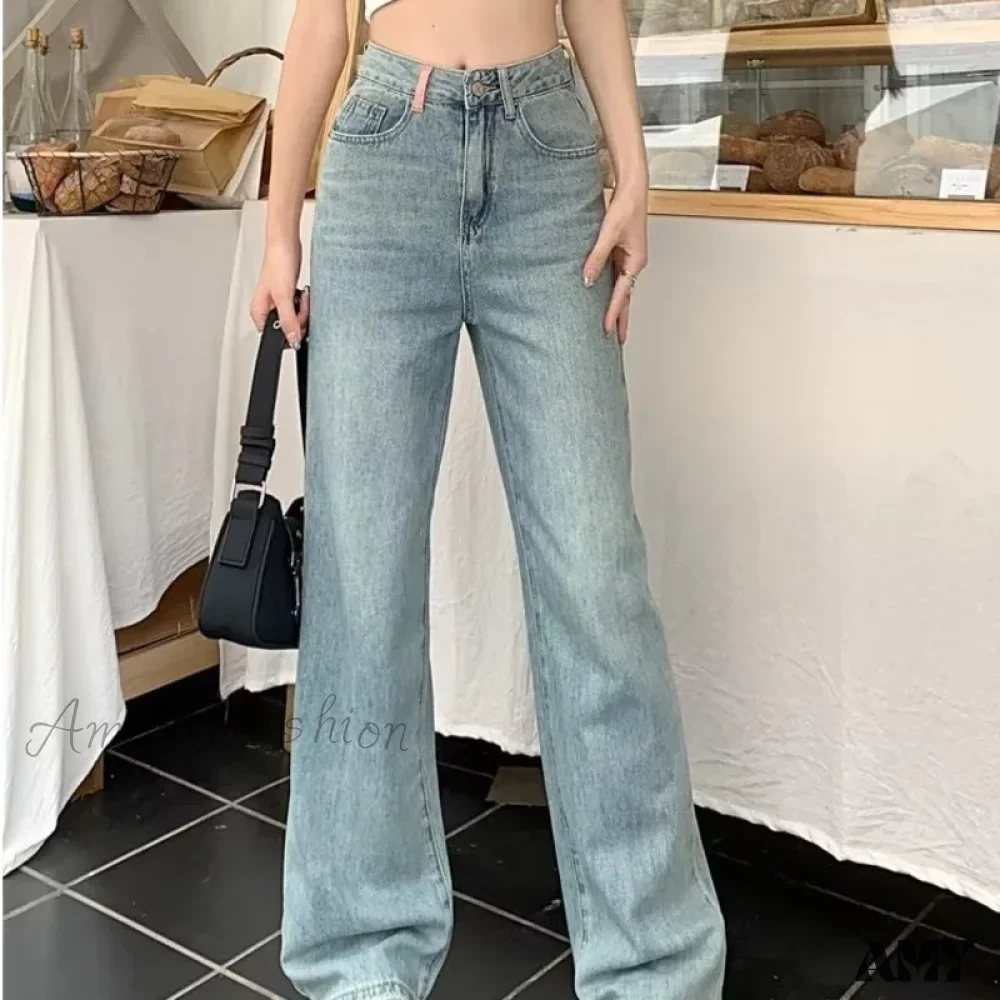 Amy Fashion - Baby Blue Loose Straight Thin Summer Tassel Versatile Trend Women's Jean - Image 4