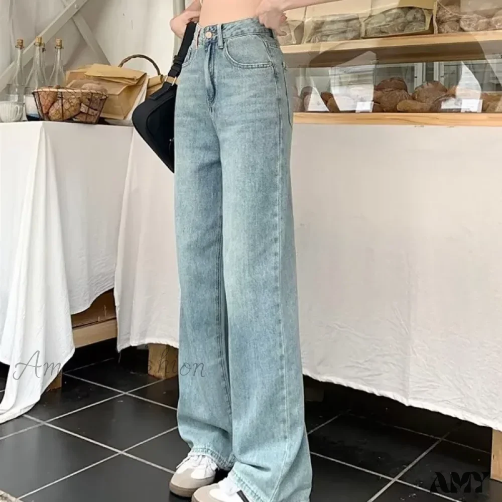 Amy Fashion - Baby Blue Loose Straight Thin Summer Tassel Versatile Trend Women's Jean - Image 6