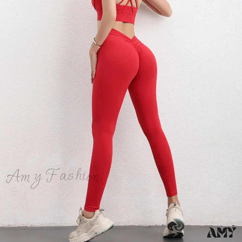 Back V Butt Yoga Pant Fitness Workout Gym Running Scrunch High Waist Active Wear Tight Leggings - Image 8