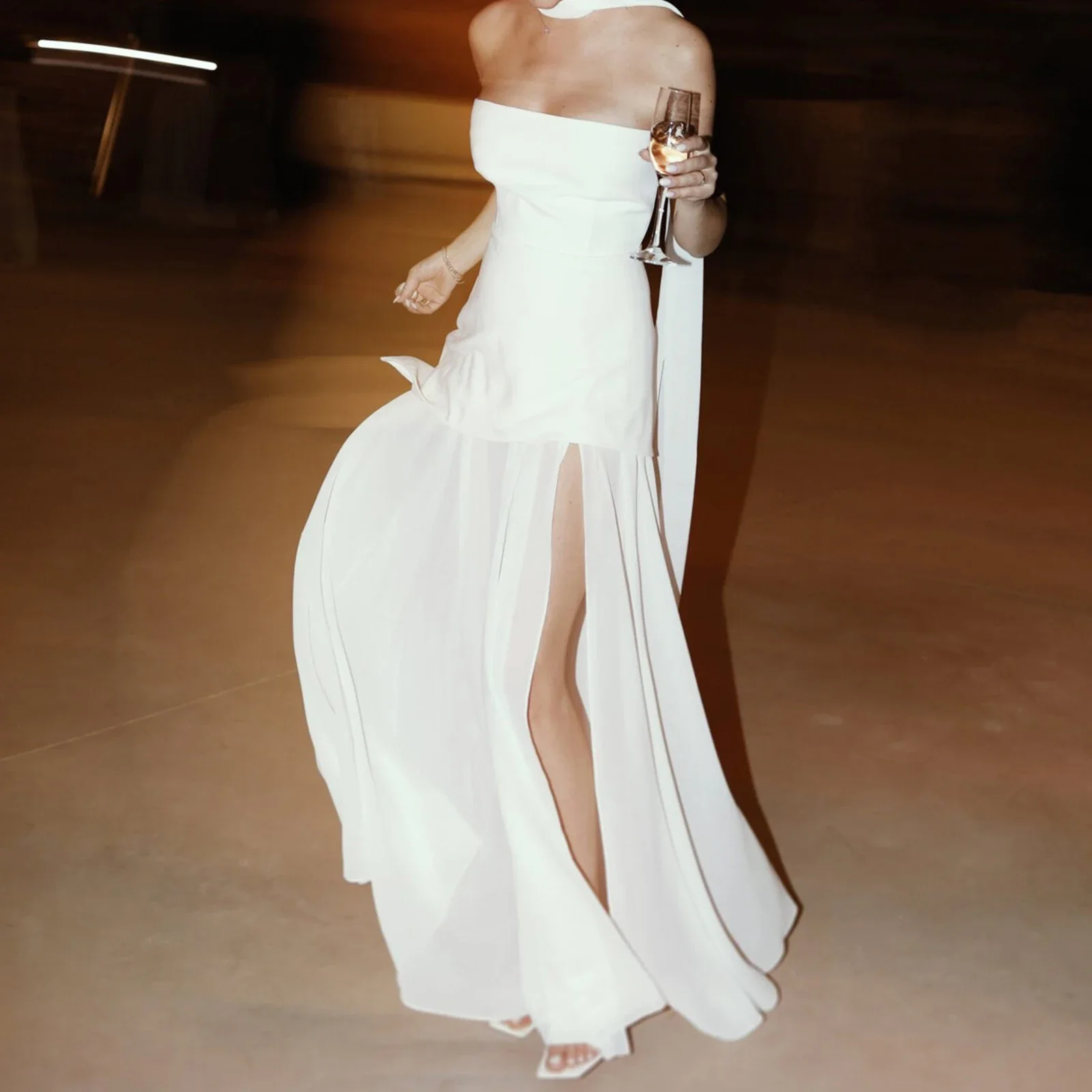 Backless Split Knit Sheer Maxi Dress - Image 2