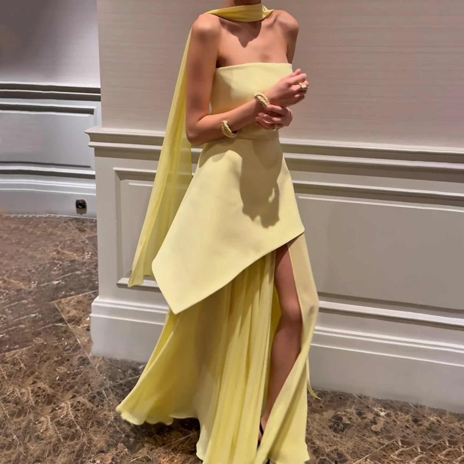 Backless Split Knit Sheer Maxi Dress - Image 3