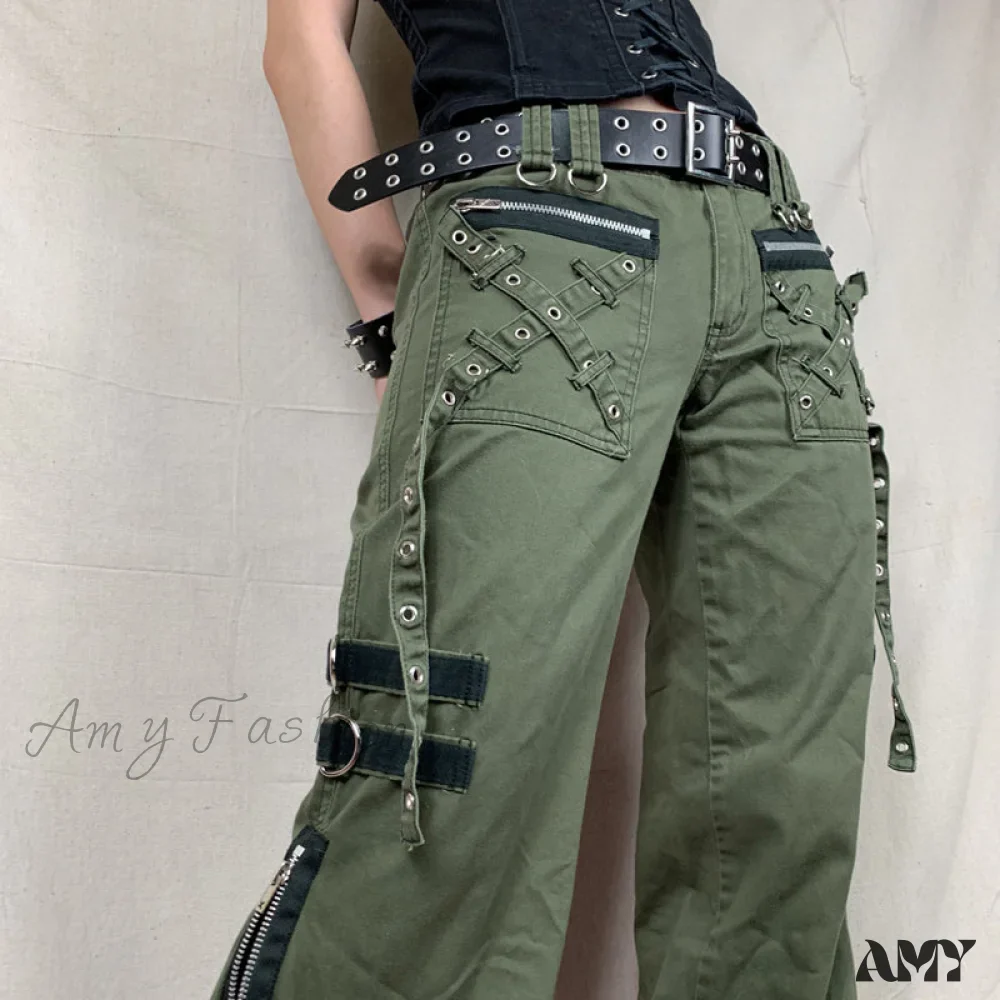 Amy Fashion - Bandage Low Waist Cargo Pants - Image 3