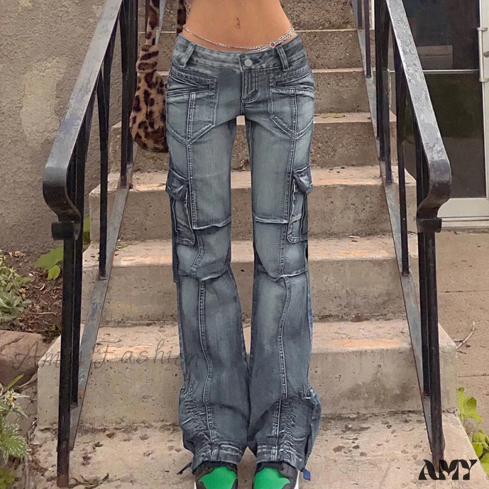 Amy Fashion - Bandage Low Waist Cargo Pants - Image 5
