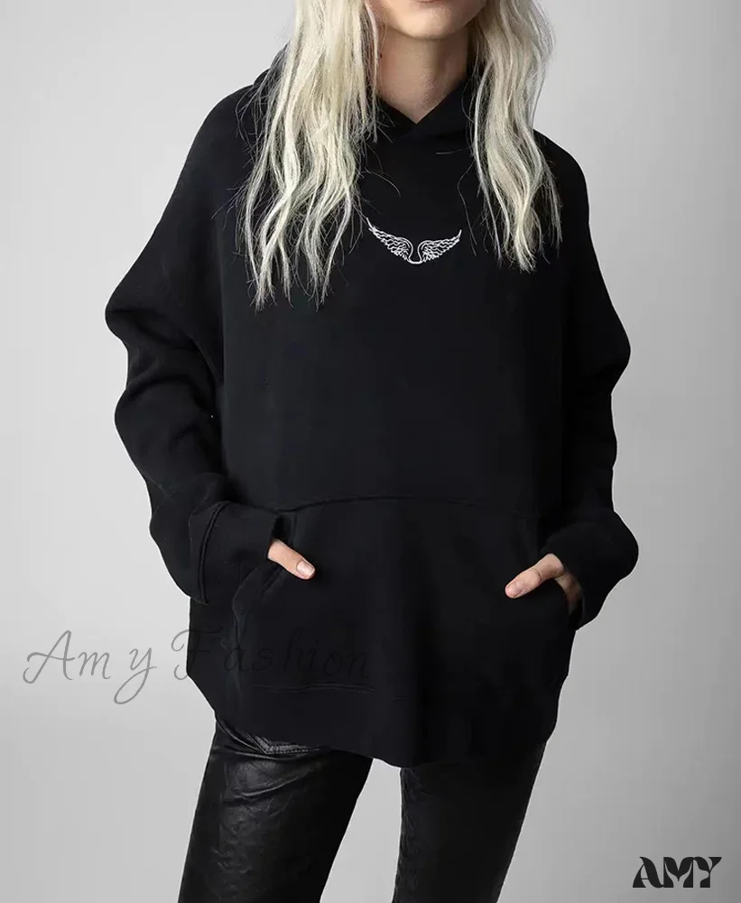 Big Wings Rhinestone Comfortable Cozy Trendy Stylish Soft Classic Hoodies - Image 2