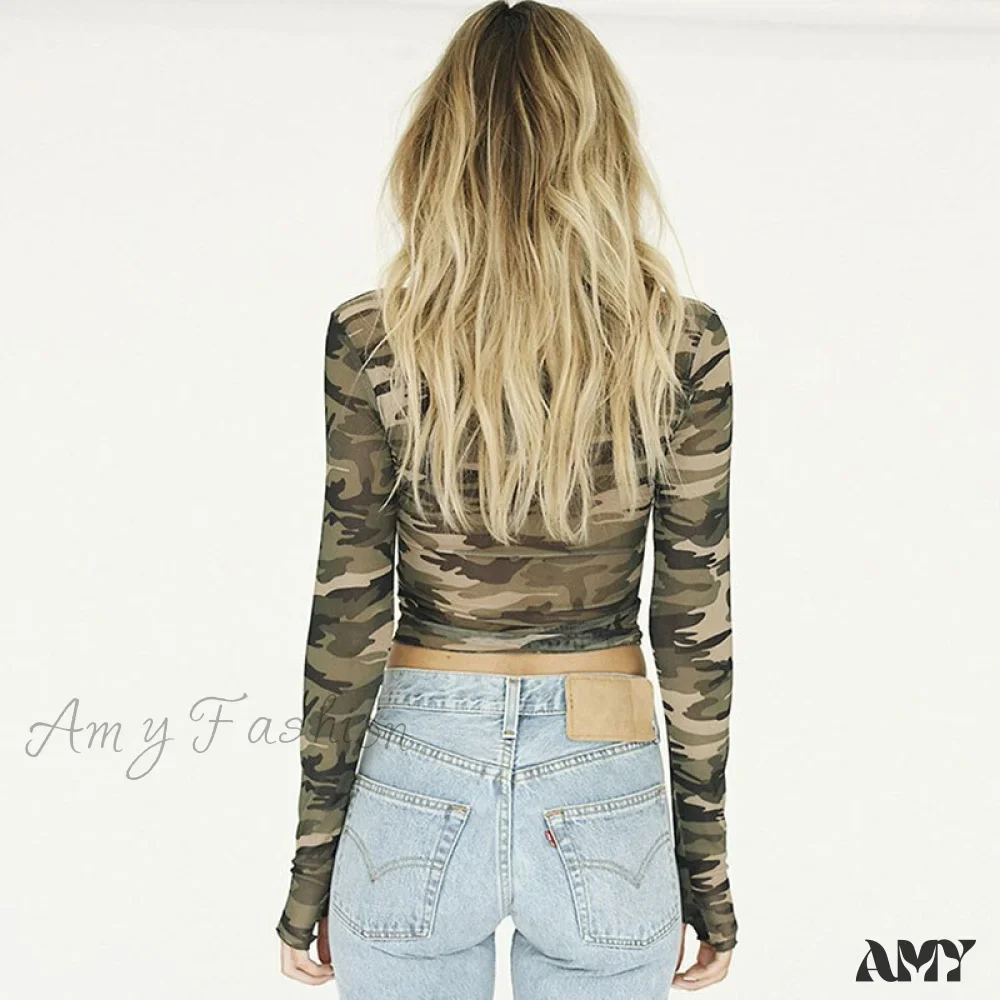 Amy Fashion - Camouflage Print T-shirt - Image 3