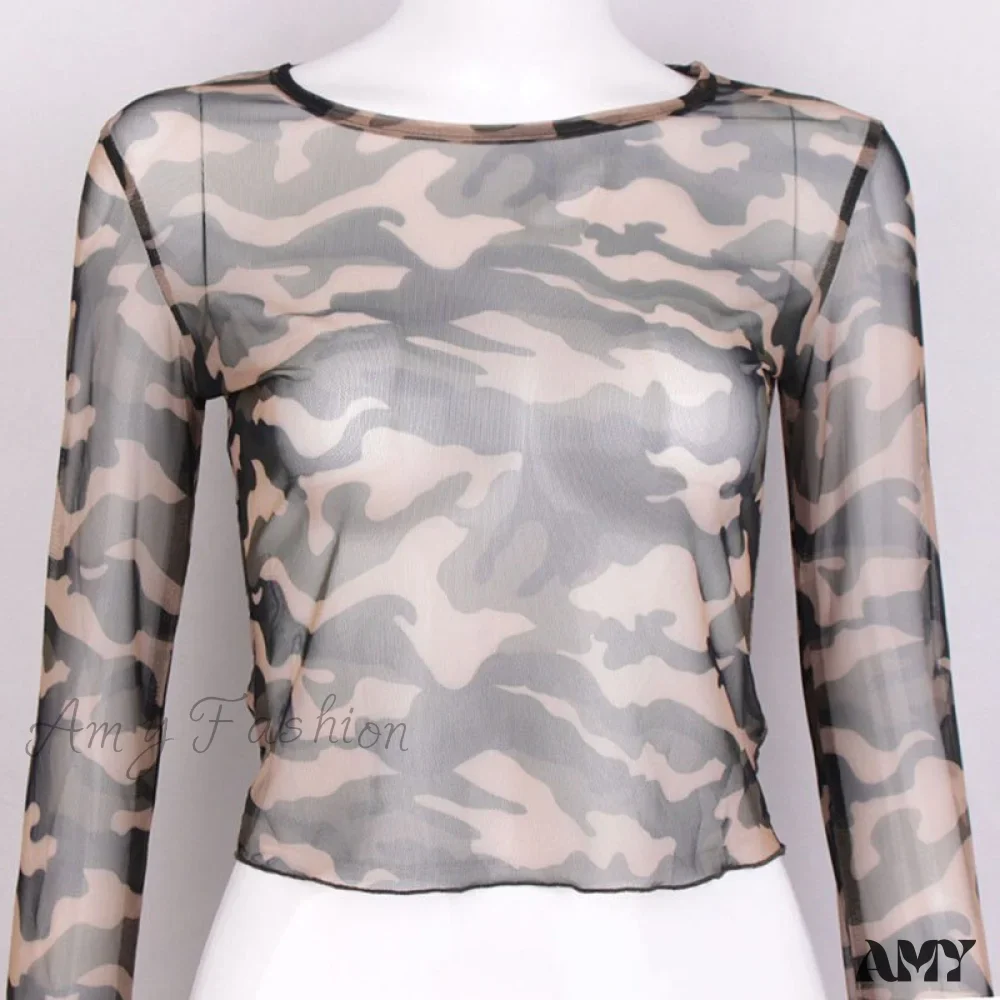 Amy Fashion - Camouflage Print T-shirt - Image 6