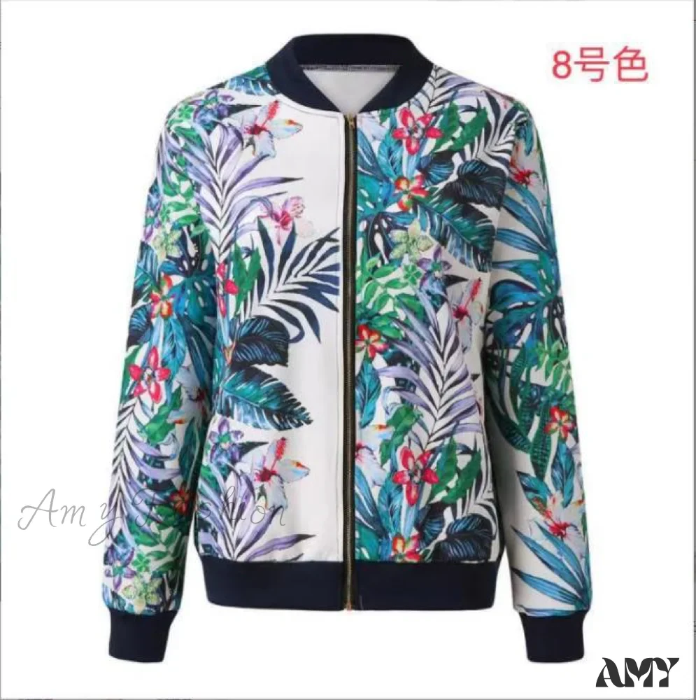 Amy Fashion - Flower Print Long Sleeve Coats - Image 10