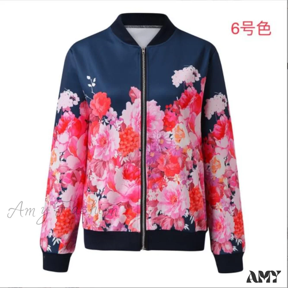 Amy Fashion - Flower Print Long Sleeve Coats - Image 8