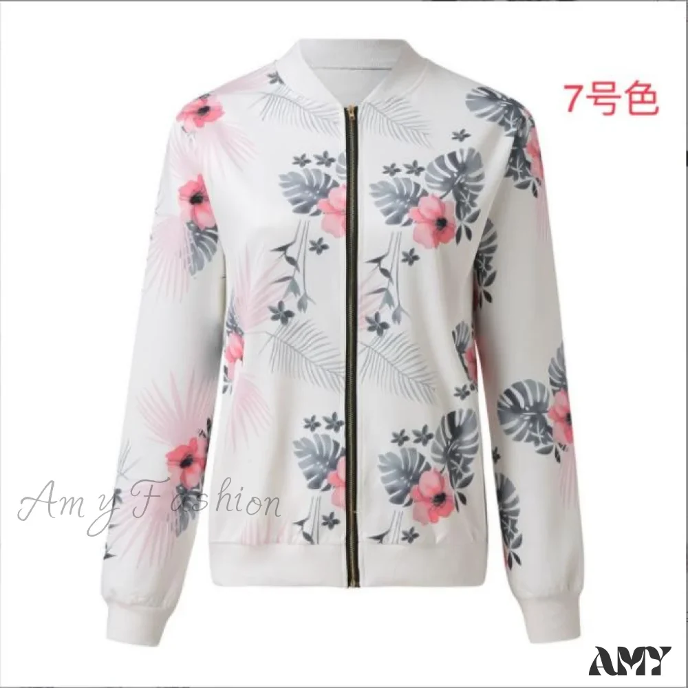 Amy Fashion - Flower Print Long Sleeve Coats - Image 9