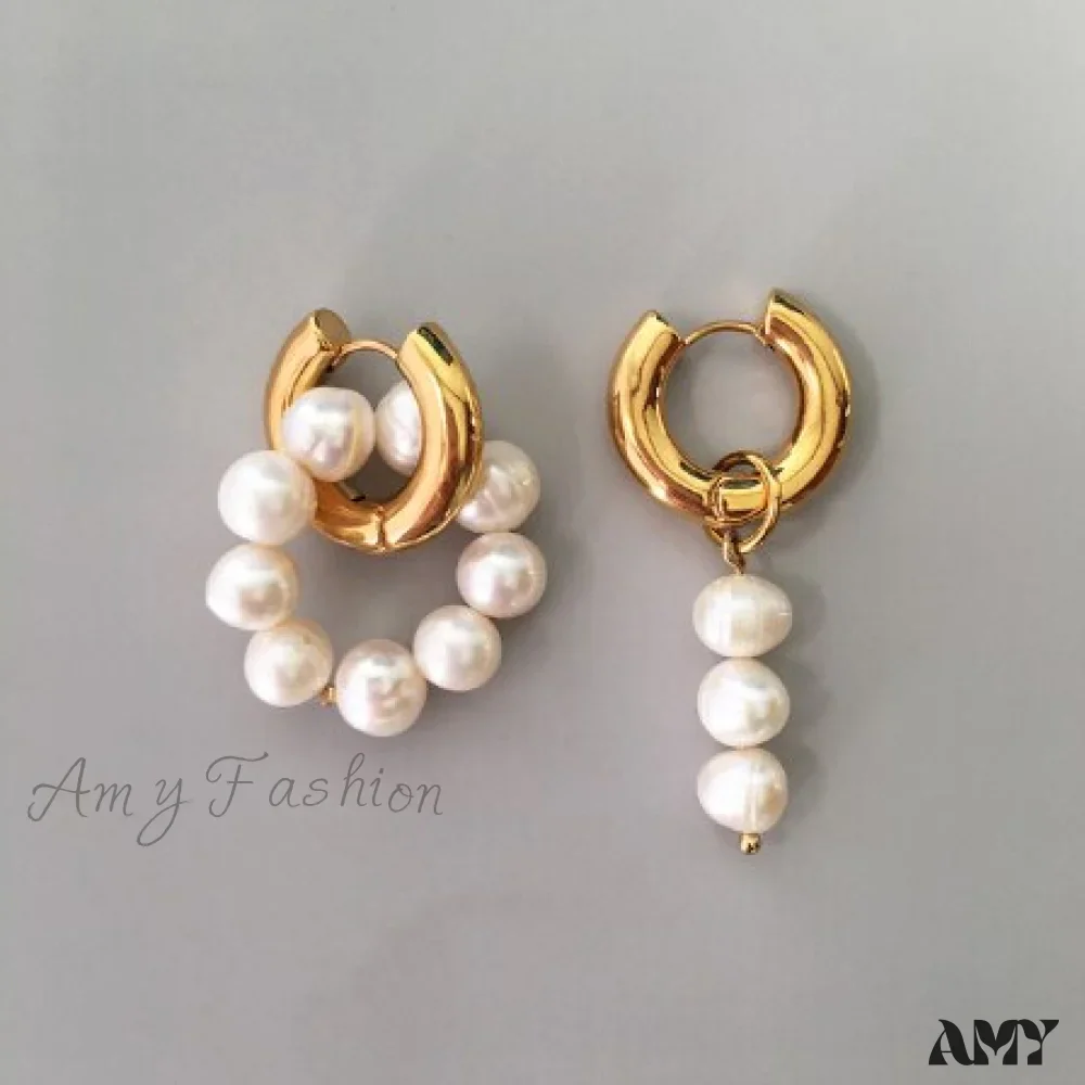 Amy Fashion - Natural Freshwater New Trend Double Circle Dangle Earrings - Image 9