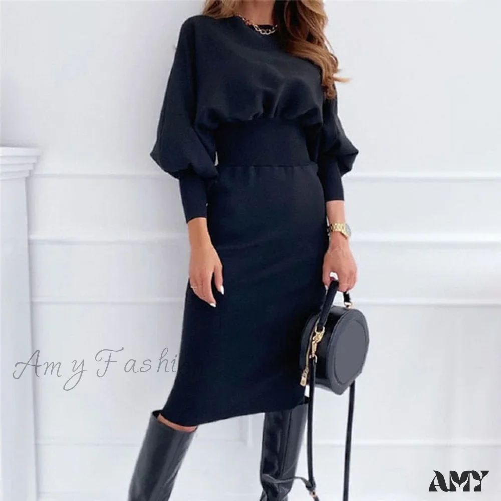 Amy Fashion - Black Pink Bodycon Elegant Office Woman Dresses - Image 3