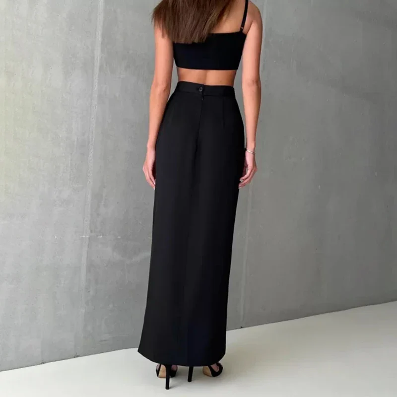 Black Slit Irregular High Waist Skirt - Image 6