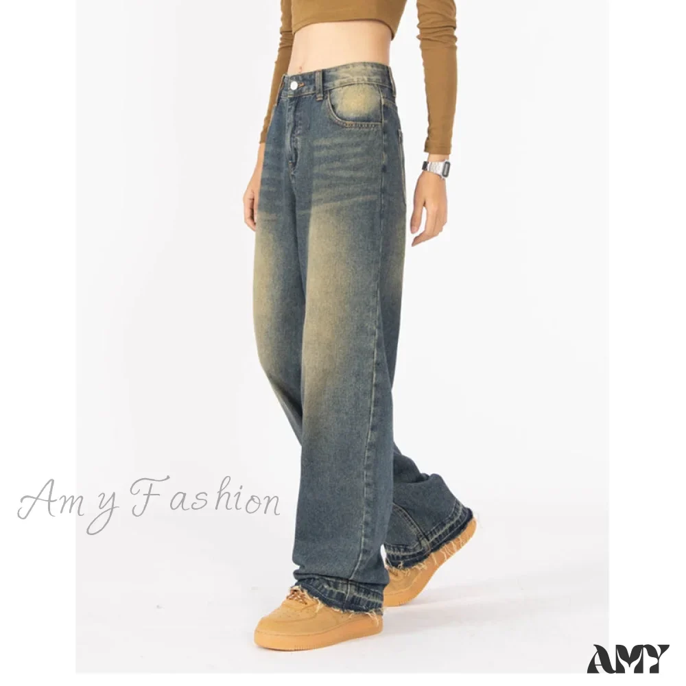 Amy Fashion - Retro Style Wide Leg Demin Jeans - Image 3