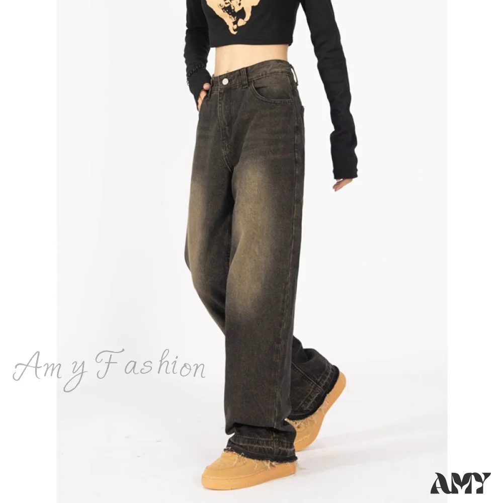 Amy Fashion - Retro Style Wide Leg Demin Jeans - Image 5