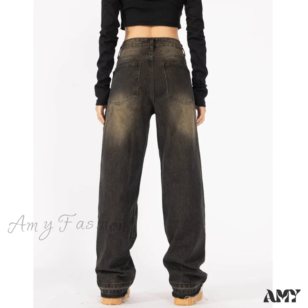 Amy Fashion - Retro Style Wide Leg Demin Jeans - Image 6