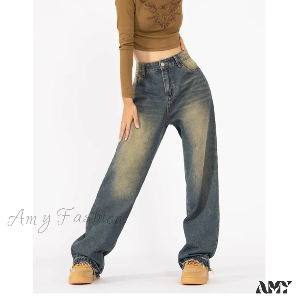 Amy Fashion - Retro Style Wide Leg Demin Jeans - Image 8