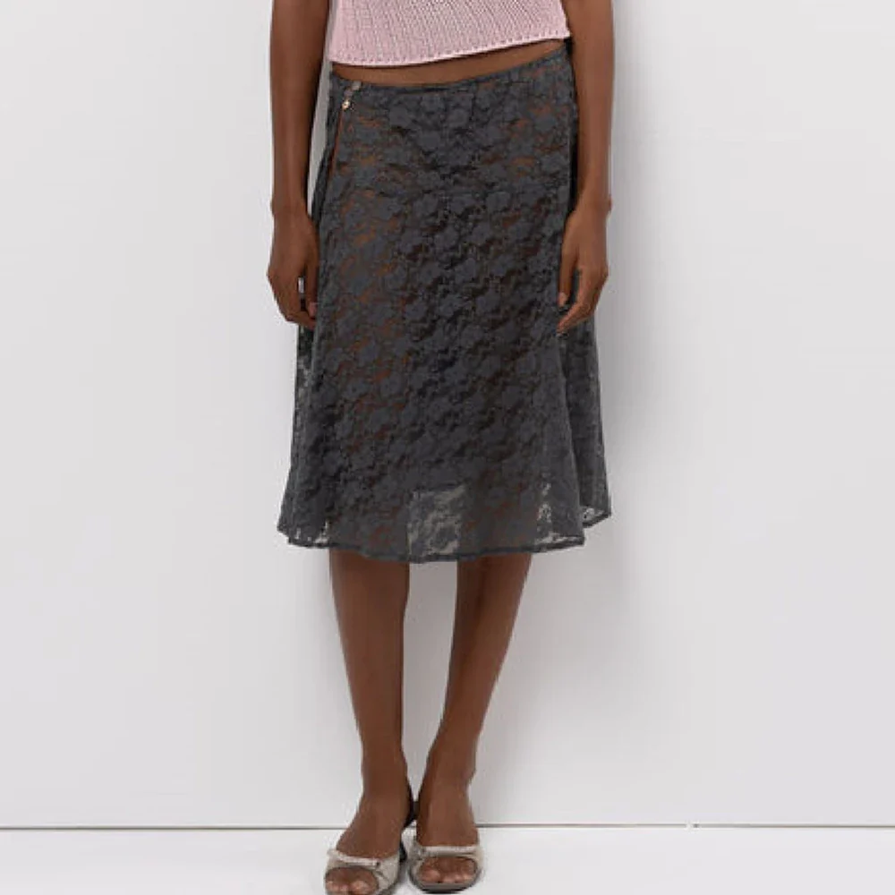 Boho Floral Sheer Mesh Midi Skirt - Image 6