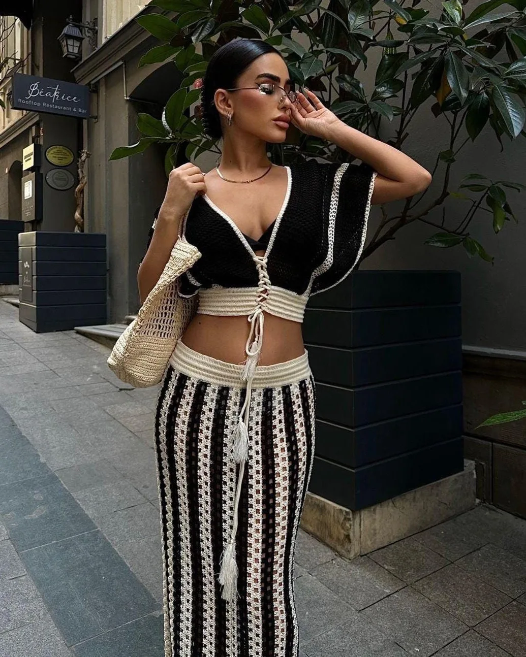 Bow Print Drawstring Shorts Two Piece Set - Image 2