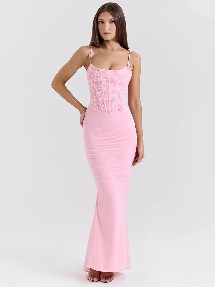 Bow Spaghetti Sleeveless Evening Bodycon Dress
