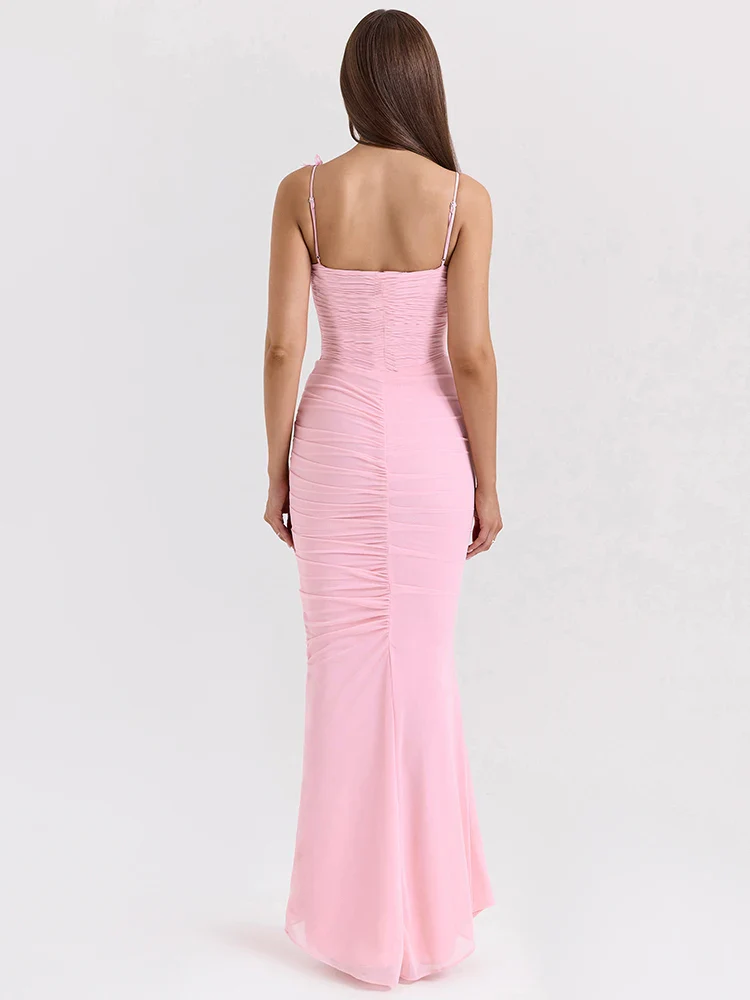Bow Spaghetti Sleeveless Evening Bodycon Dress - Image 2